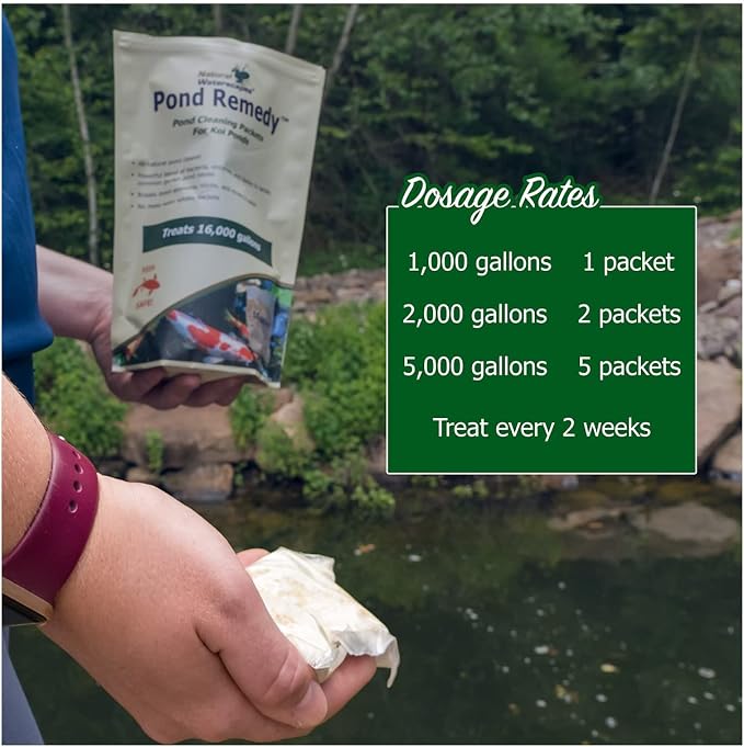 Natural Waterscapes Pond Remedy | Koi Pond Cleaning Packets | Treats up to 16,000 gallons