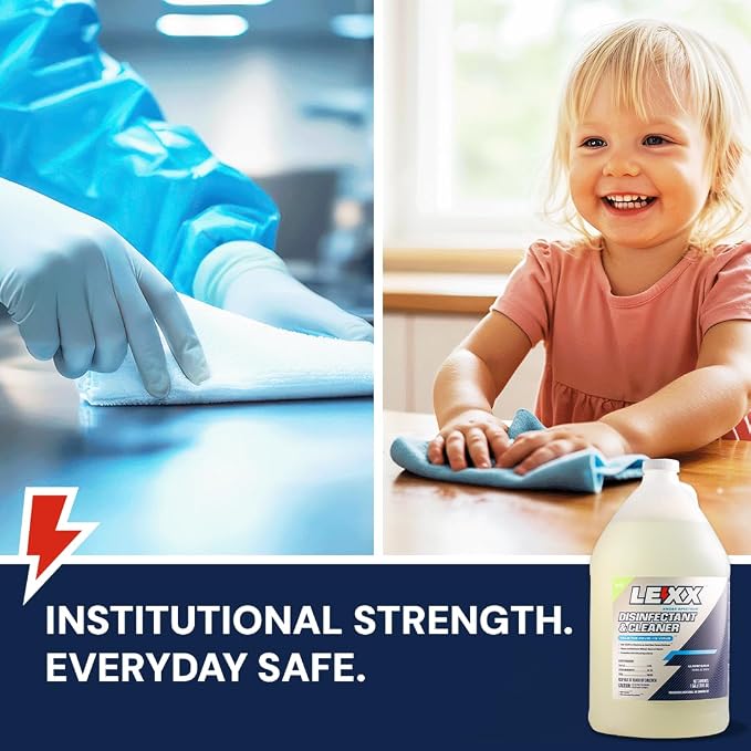 LEXX® RTU Broad Spectrum Disinfectant & Cleaner - EPA Registered, Kills 99.99% of Bacteria - Hospitals, Schools, Offices, Homes - Citric Acid, Safer Choice, Non-Toxic, No Bleach - 128 fl. oz.