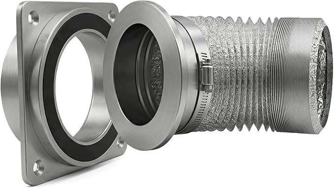 Magnetic Dryer Vent Hose 4 Inch, Airtight Seal Reduces 90% Lint, Flexible Duct 0.5-5ft, Heavy Duty & High Temp, No Tools for Daily Cleaning, Fits 0-8" Offset, Magnetic Coupling Kit