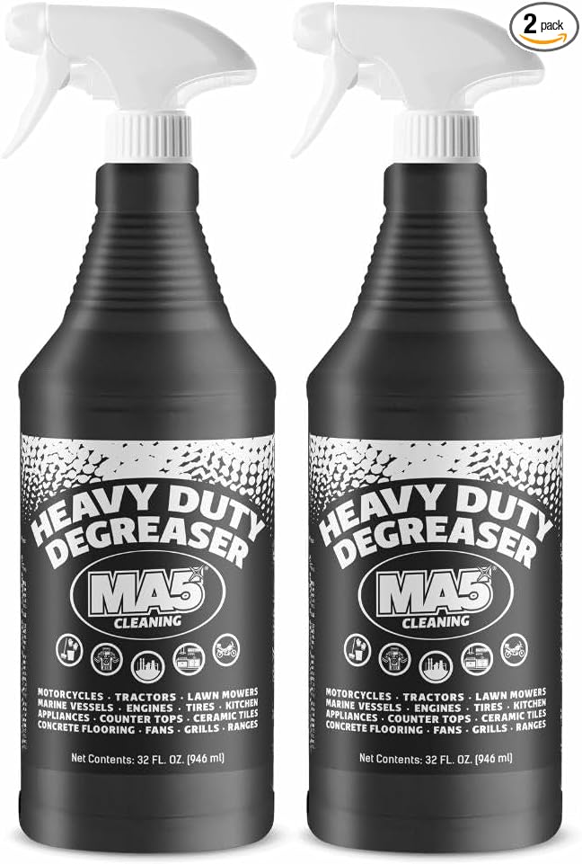 MA5x Heavy Duty Degreaser Cleaner | Indoor and Outdoor Formula | Commercial, Residential, Kitchen, Automotive and Equipment Degreaser and Cleaner | 32oz Spray Bottle | Pack of 2