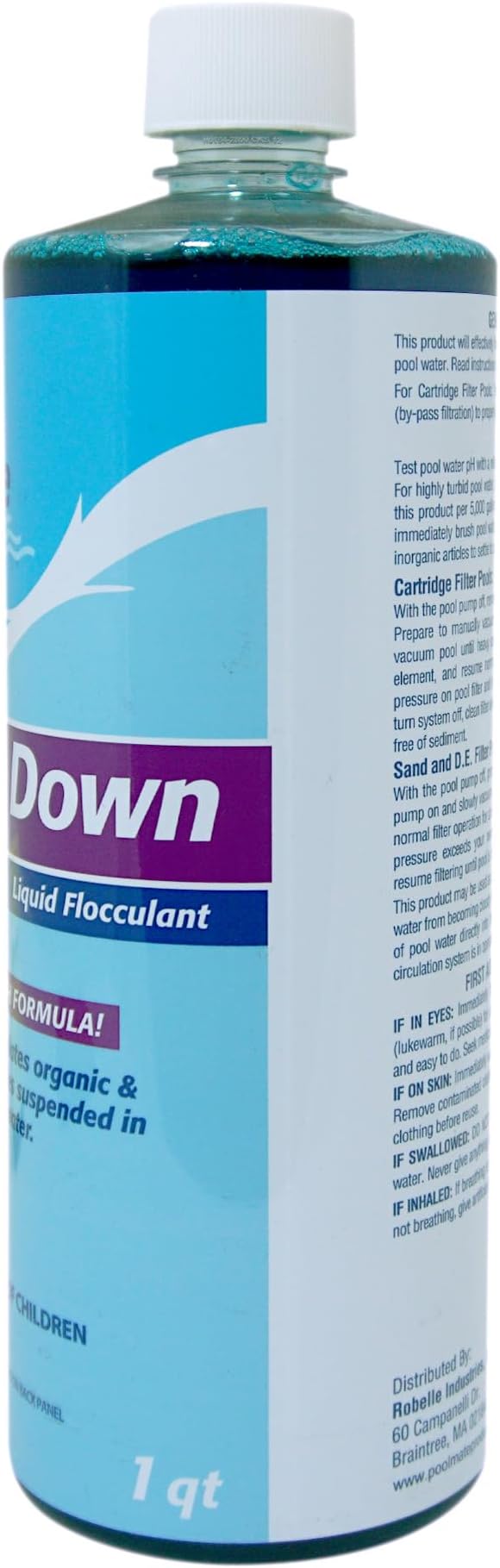Pool Mate 1-Quart 2-Pack Premium Drop Down Liquid Flocculant, Pool Clarifier, Made in USA