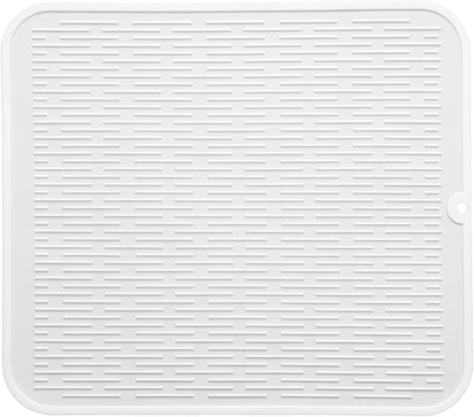 MicoYang Silicone Dish Drying Mat for Multiple Usage,Easy clean,Eco-friendly,Heat-resistant Silicone Mat for Kitchen Counter or Sink,Refrigerator or Drawer Liner White 2XL 24 inches x 18 inches