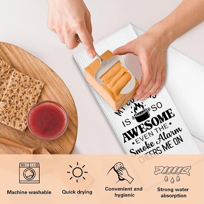 No One Has Died from My Cooking Kitchen Towels 2 Pack, Kitchen Towels Set for Cooking Enthusiasts, Halloween Birthday Gifts for Wife Chefs Cooking Lovers, Fun Dish Towels with Sayings