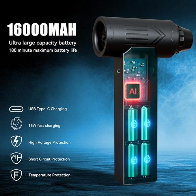 Compressed Air Duster 480000RPM Electric Air Duster Variable Speed 580G 4 Gear Adjustable Rechargeable Cordless Jet Dry Blower Turbo Fan Dryer Cleaning Air Blower Mini Car Vacuum Cleaner Rose Pink