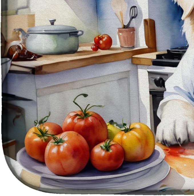 Caroline's Treasures DAC6261DDM Great Pyrenees The Chef Dish Drying Mat Absorbent Dish Drying Mat Pad for Kitchen Counter Dish Drainer Mat for Countertop, 14 x 21", Multicolor