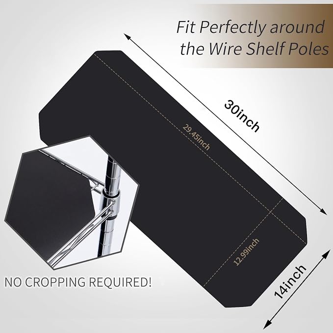 Poofzy Wire Shelf Liner 14" X 30", Non-Adhesive Plastic Shelf Liners for Wire Shelving, Waterproof Protector Mats (5PK, Black)