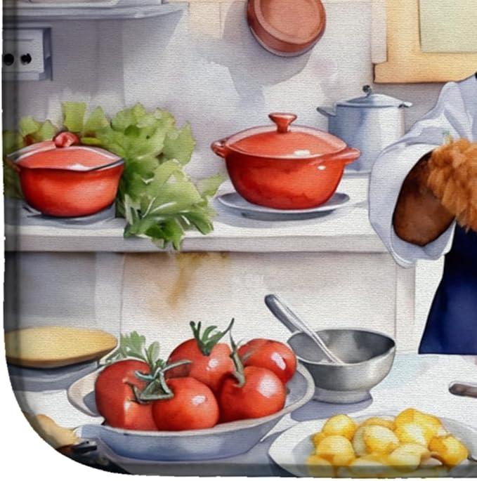 Caroline's Treasures DAC6338DDM Welsh Terrier The Chef Dish Drying Mat Absorbent Dish Drying Mat Pad for Kitchen Counter Dish Drainer Mat for Countertop, 14 x 21", Multicolor