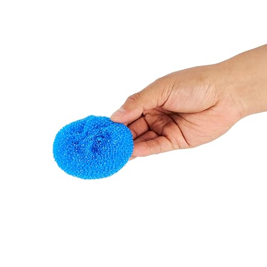 Restaurantware Plastic Dish Scrubbers 40 Pack 2.95 x 2.95 x 0.98 Inches Durable Non-Scratch Scrubbers Plastic Mesh Cleaning Pads Easy Grip Assorted Colors for Multi-Surface Cleaning
