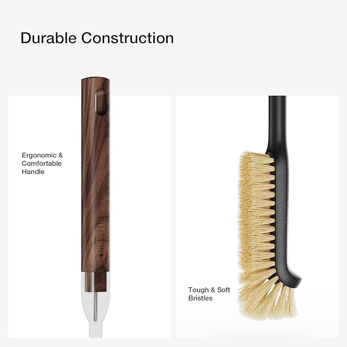 Cleaning Brush, Diveotree Hard Bristle Brush for Deep Cleaning Grout, Sink, Cup, Teapot, Bottle, Blender, Multi-Purpose Brush wih Long Handle for Kitchen (Black)