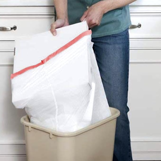 BEIDOU-PAC Trash Bags 8-10 Gallon Drawstring, 60 Count Garbage Bags, Large Kitchen Trash Bags, Odorless & Heavy Duty White Plastic Food Scrap Bags for Bathroom Bedroom Office Waste