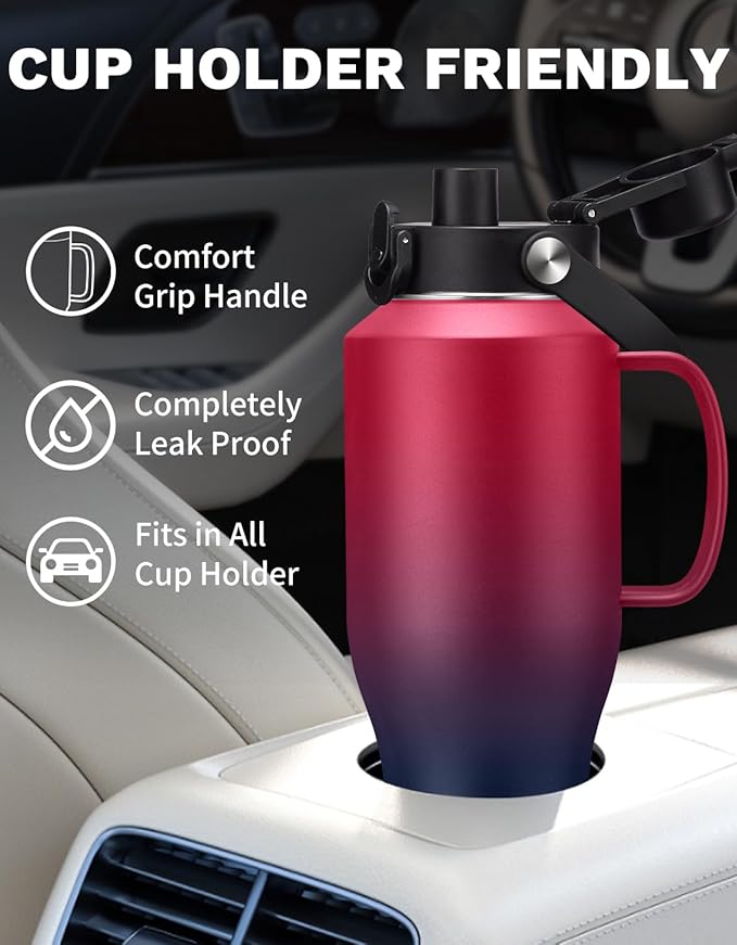 40oz Water Bottle Stainless Steel Keep Cold-48H Hot-24H, Leak Proof Insulated Water Bottle with Straw, Spout Lid, Paracord Handle, Carrier Bag, Travel Mug Tumbler that Fit in any Car Cup Holder