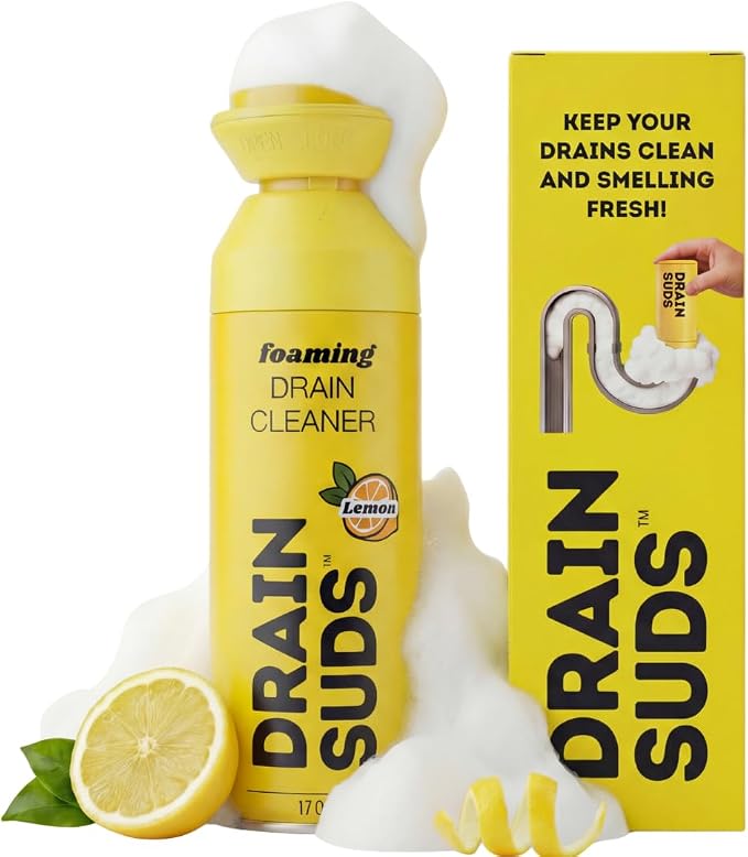 SonicPower Foaming Drain Cleaner, Foam Sink Cleaner and Deodorizer, Drain Clog Remover for Kitchen Sinks, Bathrooms, Garbage Disposals, Shower Drains, Tubs, Washbasin (Lemon (1 Pack))