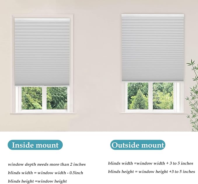 MYshade 1.5-Inch Cellular Cordless Light Filtering Shades, Honeycomb Window Blinds for Soft Daylight & Privacy, Thermal Insulation, Child Safe, Inside or Outside Mount (32" W x 72" H, Grey)
