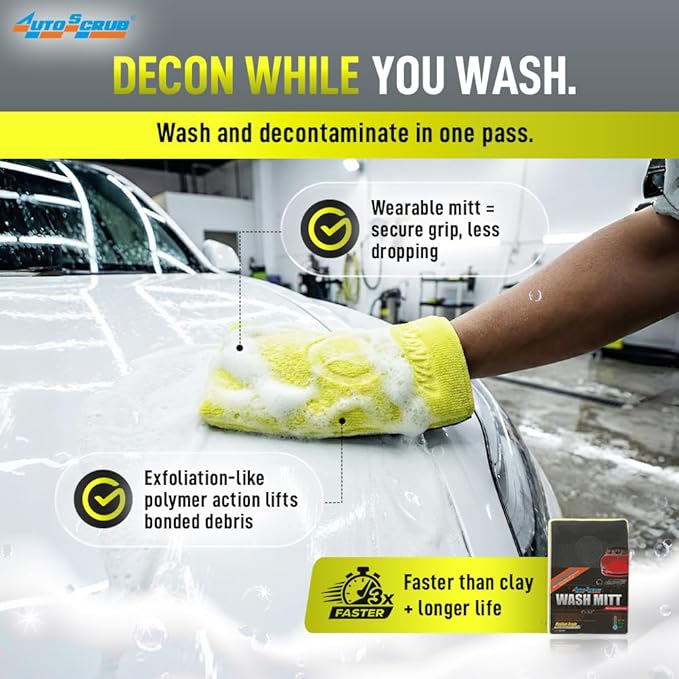 Nanoskin AUTOSCRUB 6" Surface Prep Mitt - Medium Grade - Patented Clay Bar Replacement Tool to Remove Embedded Contaminants Before Wax & Coating | Safe for Painted Surface, Glass, Plastic, Metal, etc.