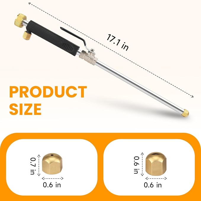Jet Nozzle for Garden Hose, High Pressure Washer Hose Nozzle, Power Washer Wand with 2 Different Nozzles /1