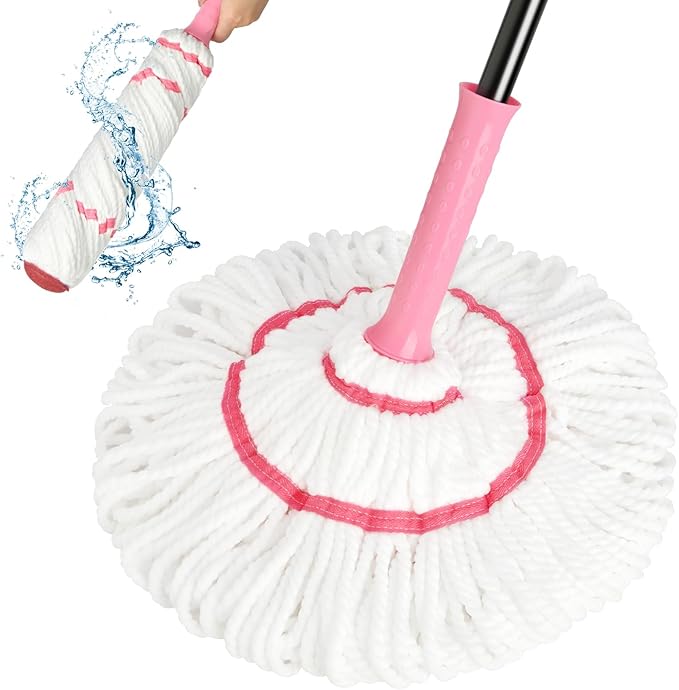 Broom and Dustpan Set+Self-Wringing Twist Mop for Floor Cleaning, 57” Long Handle Heavy Duty Microfiber Mop for Wet Mopping on Tile, Hardwood, Kitchen, Bathroom, Patio, Garage