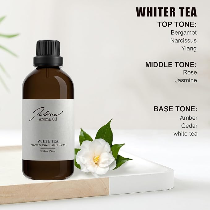 JCLOUD 2025 Plug in Diffuser | Cover Up to 500 Sq. Ft. for Home, Office, Spa – Portable Smart Wall Diffuser 160ML, Black with White Tea Essential Oil | Hotel Scent - 100ml