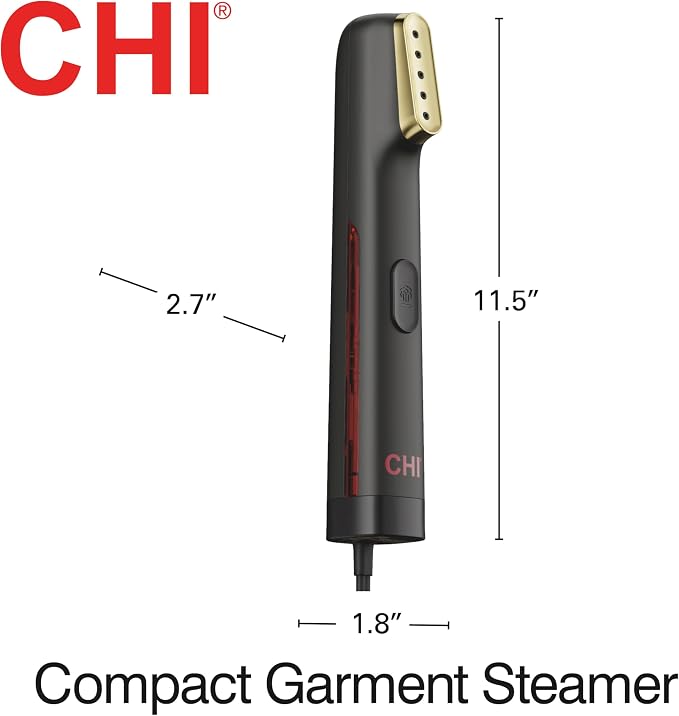 CHI Steam Handheld Garment Steamer for Clothes, 800 Watts, Portable Wrinkle-Remover, 5 Minutes of Continuous Steam, Portable Steam for Home and Travel, Black