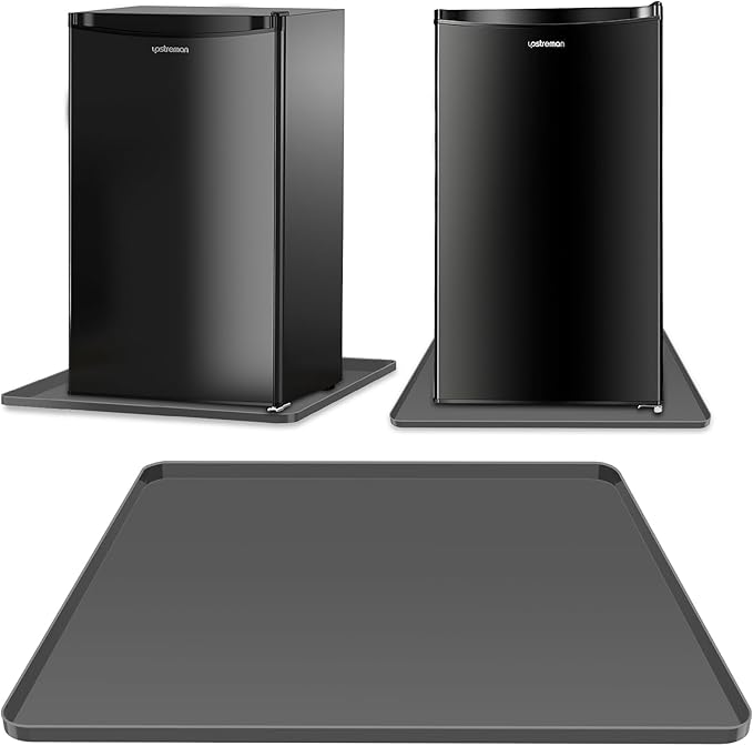 Mini Fridge Silicone Mat,24''x24''x0.5'', Under Refrigerator Mat Mini Fridge Drip Pan Prevents Appliance Leakage Water Spills, Protects the Floor From Damage and Cleanliness(Grey)