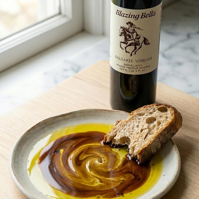 Blazing Bella Barrel Aged Balsamic Vinegar of Modena, Italy – Thick, Rich & Naturally Sweet – Premium Traditional Italian Balsamic for Everyday Use – 16.9 fl oz (500ml)