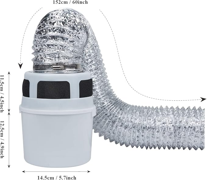 3 IN 1 Indoor Dryer Vent Kit Filter Bucket for Electric Dryer with 4-Inch by 5-Feet Proflex Duct (Silver)