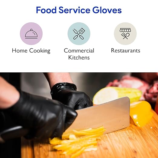 Disposable Black Nitrile Gloves X Small, 2,000 Count Case - Heavy Duty 4 Mil Thick - Powder Free, Rubber Latex Free, Medical Exam Grade, Cooking and Food Safe - Soft with Textured Tips