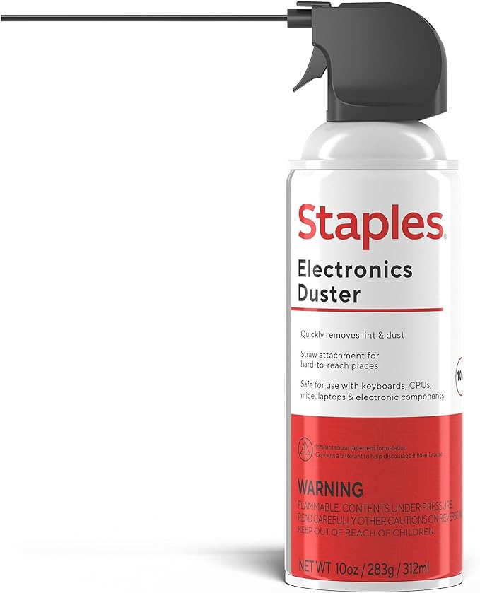 Staples Compressed Air Duster – 10 oz. Cans for Electronics, Keyboards & Office Devices, 2‑Pack