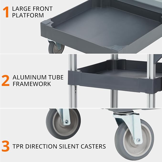 Commercial Traditional Janitorial 3-Shelf Cleaning Cart on Wheels with Cover and Vinyl Bag, Custodial Cart, Housekeeping Carts for Hotels, Stores, Schools, and Business