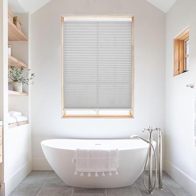 MYshade 1.5-Inch Cellular Cordless Light Filtering Shades, Honeycomb Window Blinds for Soft Daylight & Privacy, Thermal Insulation, Child Safe, Inside or Outside Mount (37" W x 72" H, Grey)