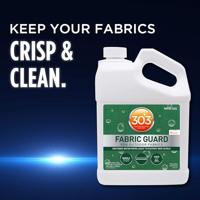303 Products Fabric Guard, Water Repellent Spray for Outdoor Fabrics – Protects Upholstery, Cushions & Canvas, Stain Protection, Sunbrella Recommended, 1 Gallon
