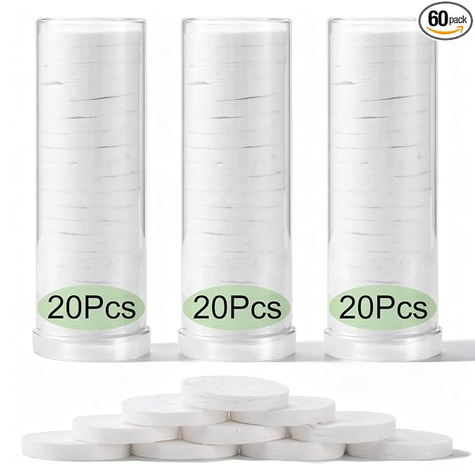 Disposable Compressed Face Towels: Refills for Reitow Hot Towel Dispenser - 60 Pcs (3 Buckets) Makeup Remover Towels - 100% Rayon/Soft/Biodegradable - for Travel Camping Hiking Spa Salon