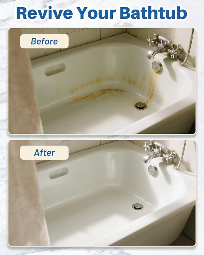 Tile Paint, 17oz Tub and Tile Paint Refinishing Kit with Tools, Easy to Use for Countertop Bathroom Bathtub Kitchen Sink, Semi-Gloss White, Low Odor，25-30sq.ft