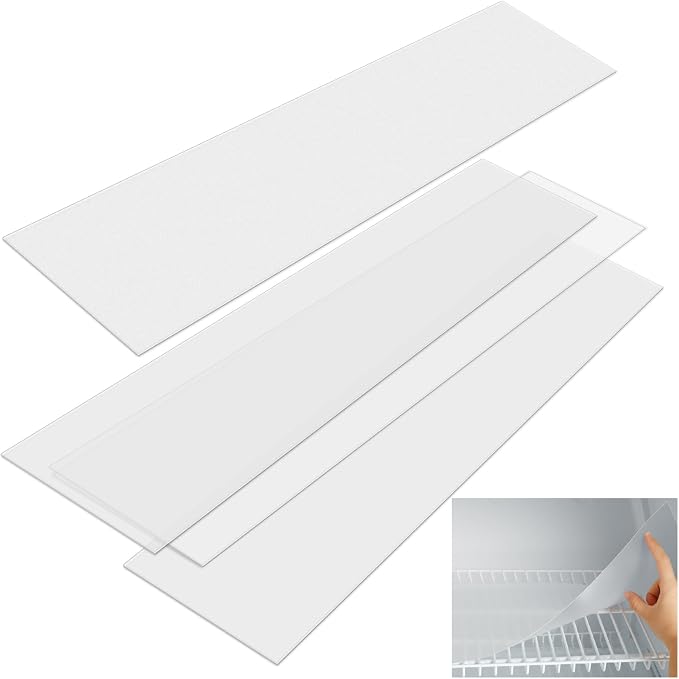 Barydat 4 Pcs Frosted Plastic Wire Shelf Liner Clear Frosted Hard Refrigerator Shelf Mats Non Adhesive Waterproof Wire Shelving Cover for Cabinets Kitchen Shelves Storage Shoe Rack (72 x 16 Inch)