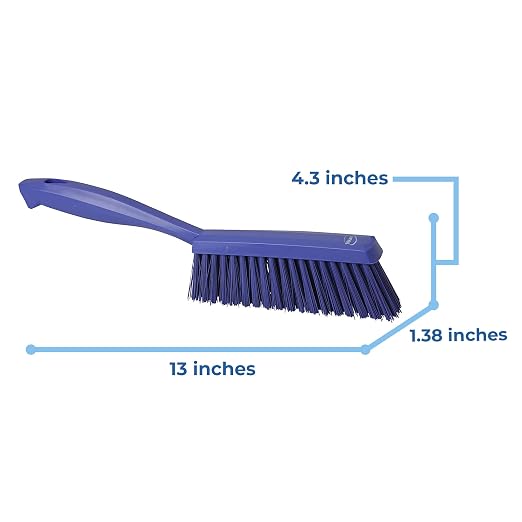 Vikan 45898 Bench Cleaning Brush, Polypropylene/Polyester Medium Bristle Dustpan Brush & Sweeper, 14 Inch, Purple