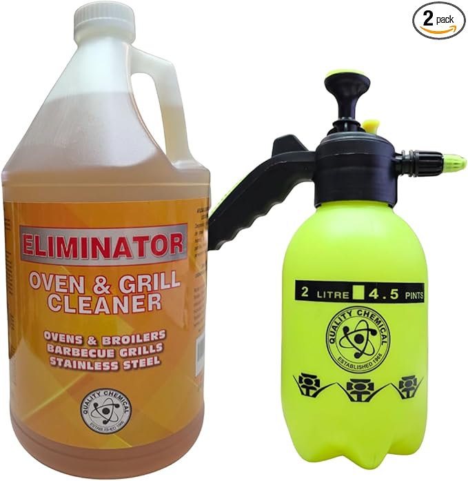 Quality Chemical Oven & Grill Cleaner & Pressure Sprayer (2 Liter Pressure Sprayer, Oven & Grill (128 Fl oz) & Pressure Sprayer)