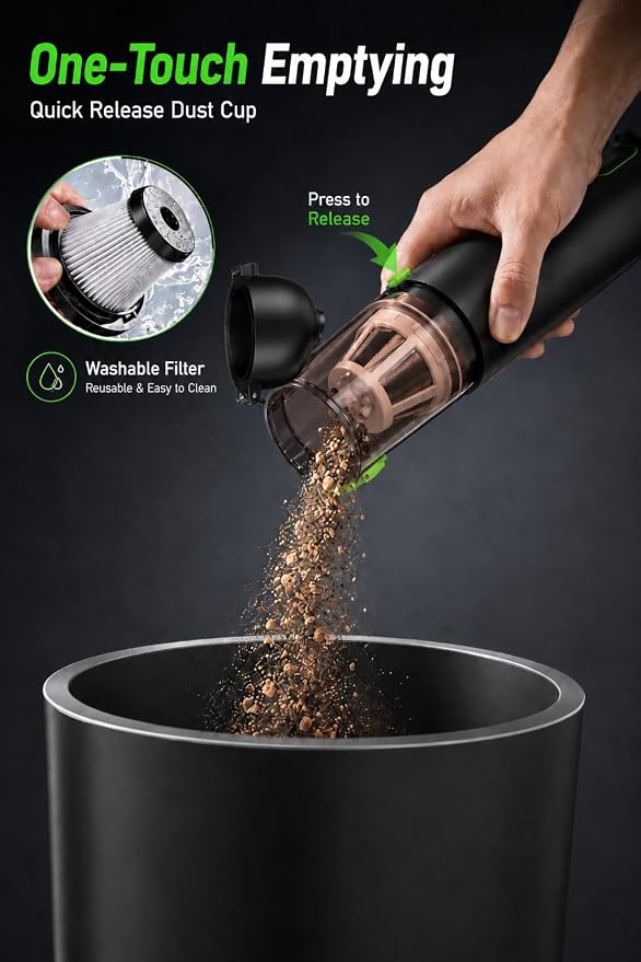 Car Vaccum, COMVIX VC28 Handheld Vacuum, 4-in-1 Mini Vacuum Cleaner with 20000pa Suction Power, Rechargeable Vacuum with 3 Suction Modes, Portable Cordless Vacuum for Car, Home, Office Desk, Keyboards