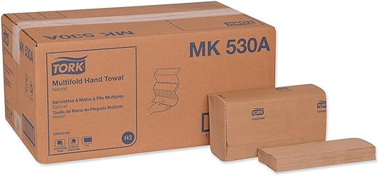 Tork Multifold Hand Towel Natural H2, Universal, 100% Recycled Fibers, 16 x 250 Sheets, MK530A
