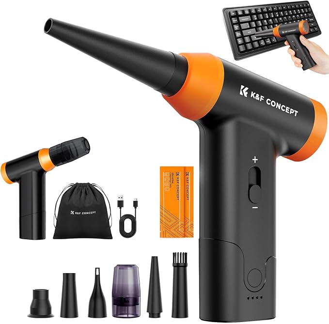 K&F Concept BS200 Blower & Suction 2 in 1 Compressed Air Duster, 150000RPM Super Power Electric Air Duster, Stepless Speed Regulation, Portable Dust Blower for Computer, Keyboard, House, Outdoor, Car