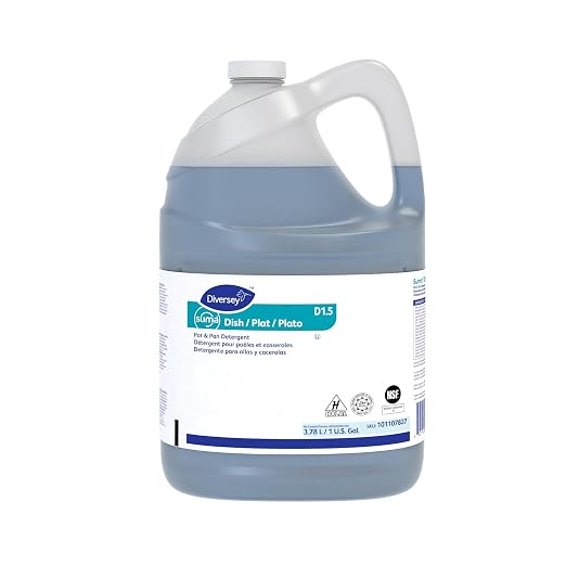 Diversey 101107827 SUMA DISH D1.5 Pot & Pan Detergent, Manual Dishwashing Liquid, Floral Scent, Concentrated Grease-Cutting Formula, Commercial Kitchen & Foodservice Use, 1-Gallon (3.78 L)