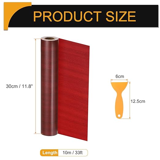 HARFINGTON Wood Grain Repair Tape 11.8 Inch x 33ft Self Adhesive Repair Patch Tape Simulated Wooden Floor Tapes with Plastic Scraper for Tables Doors Windows Furniture, Walnut