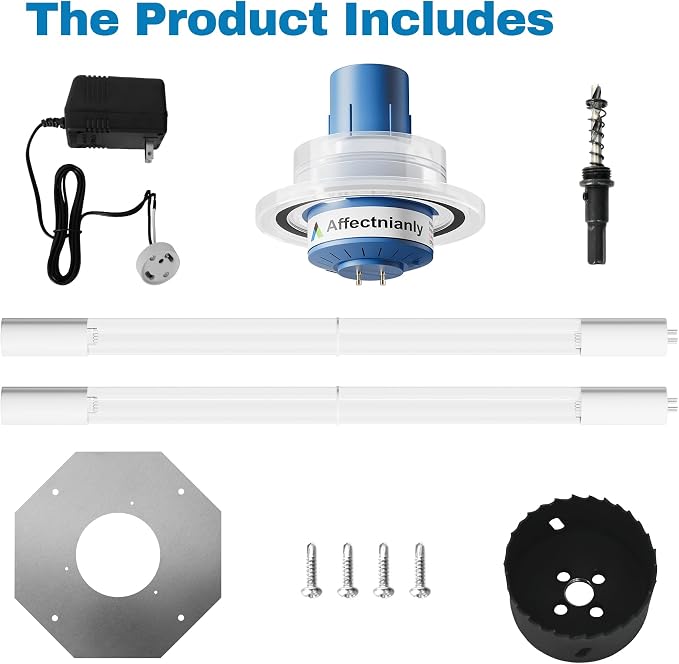 UVC Light for AC System, Air Scrubber Unit for HVAC Ducts and AC Coils Comes with Two UV-C Lamps, Used for Cleaning HVAC Ducts,50-BUVAS-E