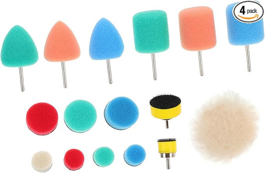 SOLUSTRE 64pcs Car Polishing Pads Set Auto Buffing Pads Sponges for Washing Cars Wheel Brush Polishing Mop Kit