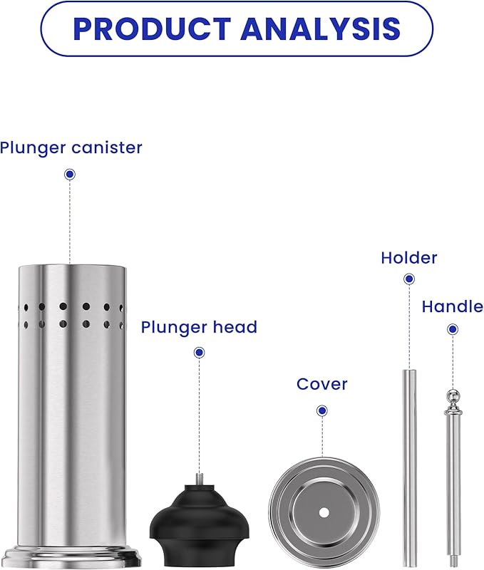 DOWRY Anti-Hand Off Toilet Plunger with Holder for Bathroom,Powerful Efficient Force Suction Cup,Heavy Duty, Deep Cleaning, Nickel
