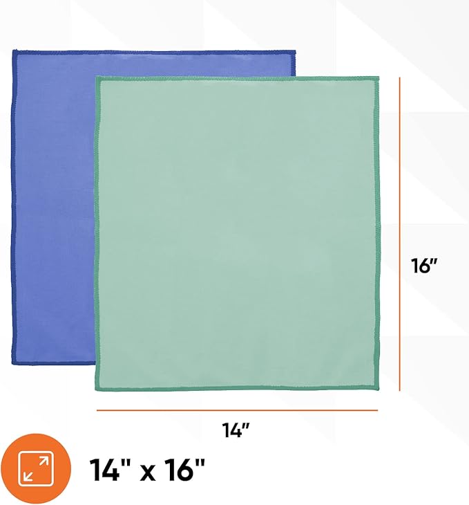 Superio Microfiber Window Cleaning Cloth, Mirror & Glass Miracle Cloth Lint & Streak Free, Washable, Large Eco-Friendly for Cars, Tv Screens, Glasses, Cleans with Plain Water (14x16), 16 Pack