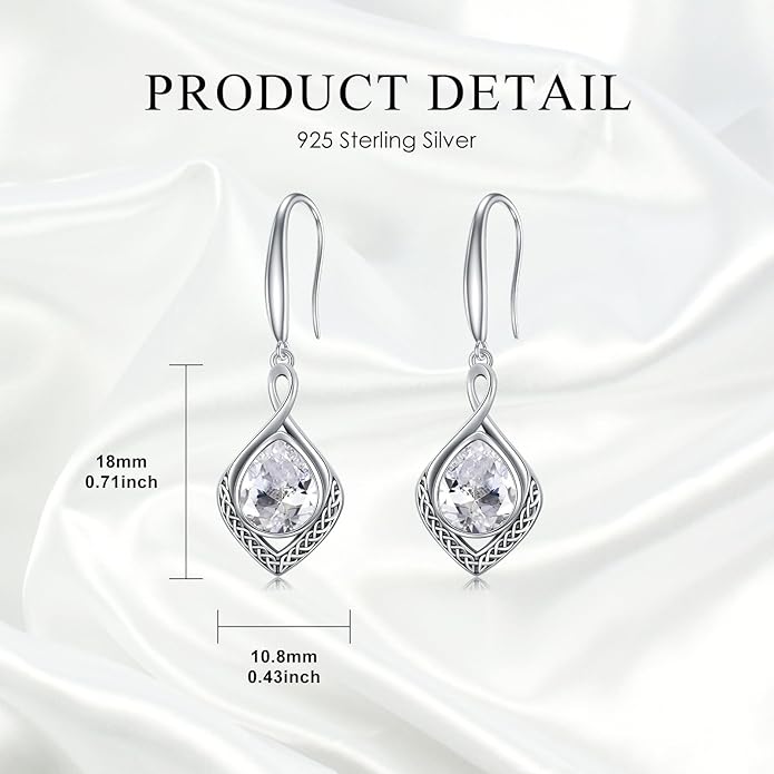 PELOVNY Celtic Knot Filigree Earrings for Women 925 Sterling Silver Moss Agate/Birthstone Infinity Earrings Birthday Christmas Jewelry Gifts for Mom Daughter Wife Sister