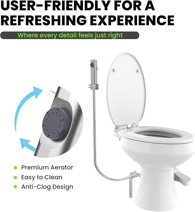 RV Bidet Sprayer, RV Handheld Bidet with Water Hose & RV Fitting, Wall-Mount Toilet Sprayer for Motorhomes, Fifth Wheels, Trailers & Campers Toilet (Brushed)