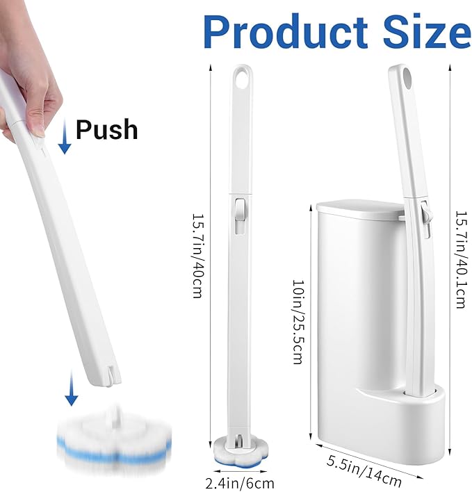 Disposable Toilet Brush Cleaning System with 50pcs Refills Pads Replacement Heads Wall Mounted Toilet Wand Kit Bathroom Maintenance Set