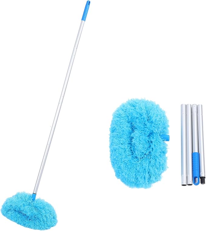 Long Handle Duster for Cleaning, 140cm 360 Degree Rotation Ceiling Fan Cleaner Microfiber Duster with Extension Pole for High Ceilings Furniture (Blue)