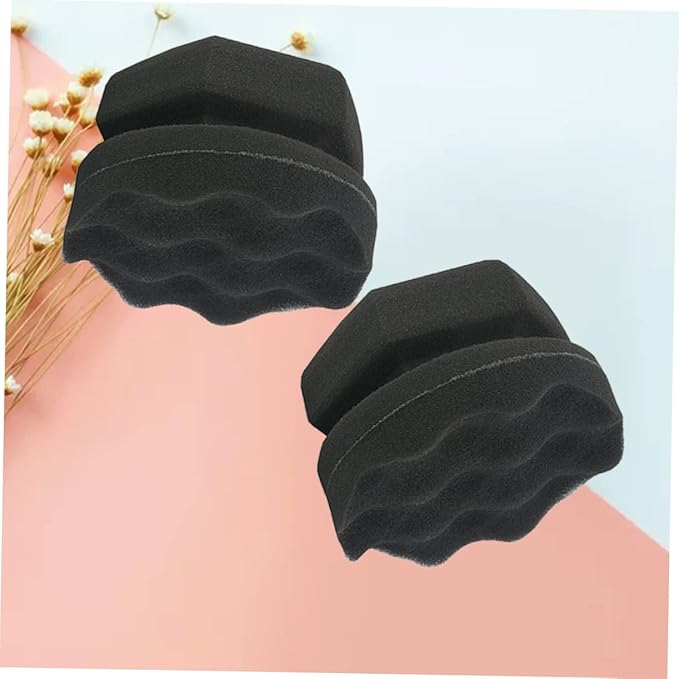 FAVOMOTO 4pcs Handy Wax Sponge Wave Pattern Vehicle Waxing Polish Applicators for Tire Shine Car Interior Seats and Dashboard Cleaning Black