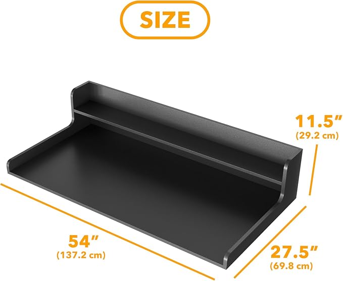 SpaceAid Washer Dryer Countertop with 2-Tier Shelf, Wood Topper with Edge, 54" Width x 27.5" Depth Cover Organizer Guard for Washer and Dryer Counter Laundry Hamper Storage (Black)